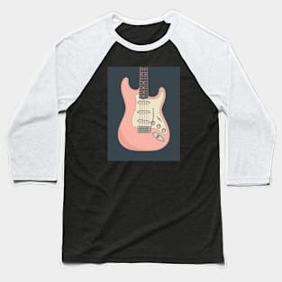 Shell Pink Strat Guitar Baseball T-Shirt